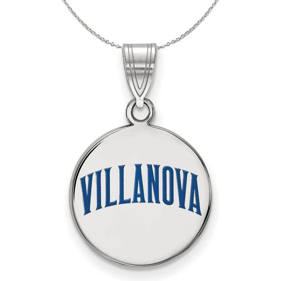 Sterling Silver Villanova U. Medium Enamel Disc Necklace - 24 In - Picture 1 of 8